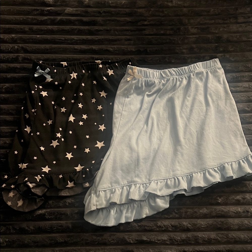 Women's Starry Night and Light Blue Ruffle Shorts